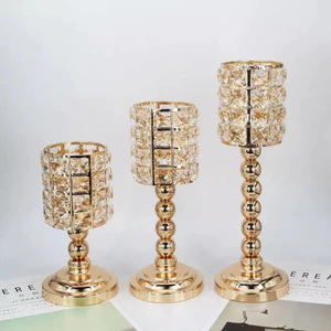 Chân nến Bắc Âu phong cách Châu Âu đồ trang trí ánh sáng vàng sang trọng đế nến pha lê bàn ​​ăn lãng mạn dưới ánh nến bữ