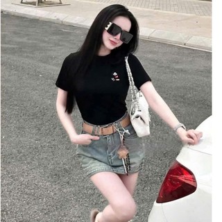 Set 3 áo thun kiểu nữ Loại 1 thêu mickey 3 màu siêu xinh, Áo phông hè nữ ngắn tay trẻ trung rẻ đẹp