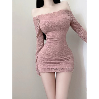 Váy ren body hot girl phong cách Âu Mỹ gợi cảm dài tay hở vai