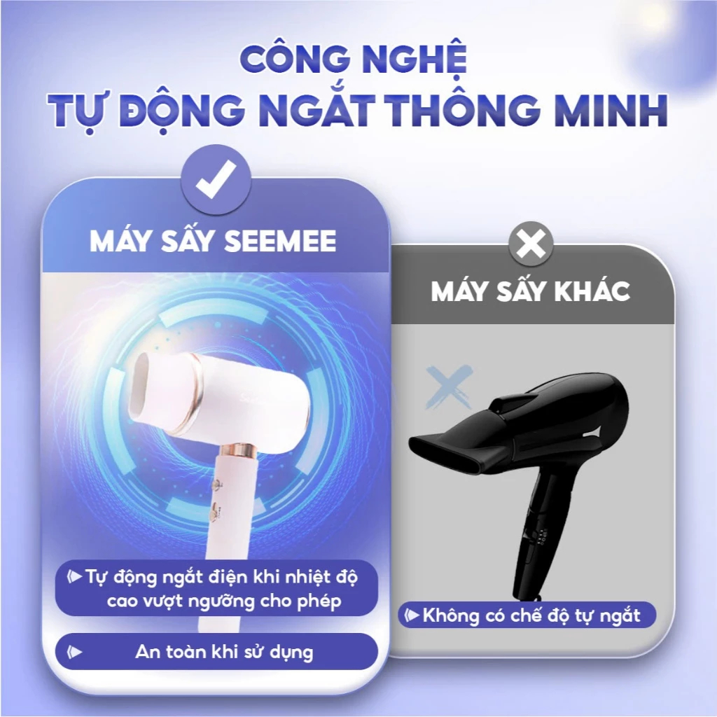 [VHL x SeeMee] Máy sấy tóc nóng lạnh công suất cao 1800W SeeMee, giúp tóc khô nhanh, bảo vệ tóc suôn mượt
