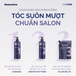 Bộ Dầu Gội Xả Rosemine Phục Hồi Tóc Khô Xơ Giúp Tóc Mượt Mà  500ml 1000ml - Bebeau