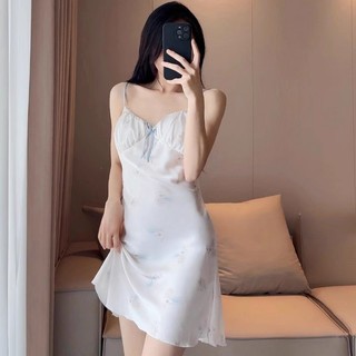 V34(Tặng Chip+Đệm) Váy Ngủ Nữ Phong Cách Mới Họa Tiết Ren Chất Liệu Lụa Latin Phong Cách Ngọt Ngào Phương LinhUnderwer