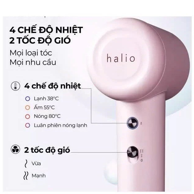 Máy sấy tóc Halio High Speed Ionic Hair Dryer - 1600W - Bảo hành chính hãng 24 tháng