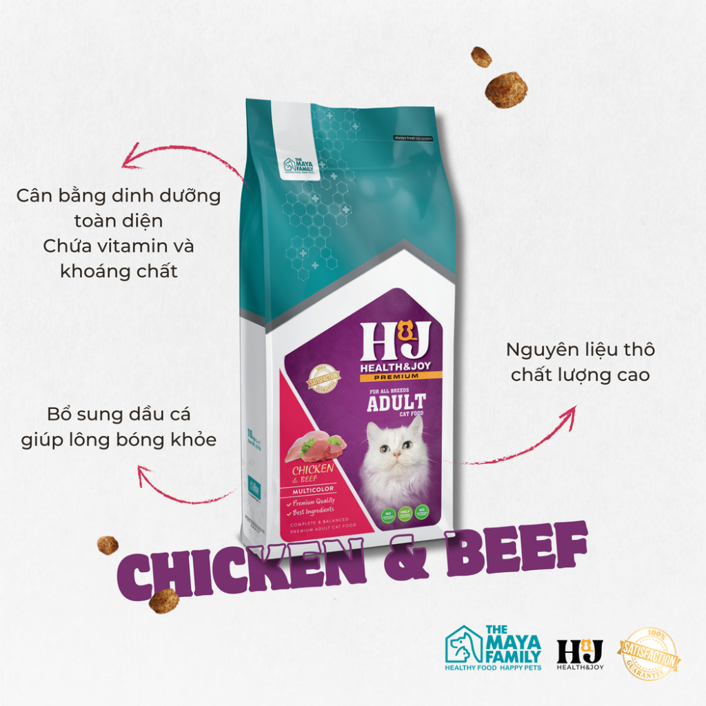 Ảnh Hạt cho mèo trưởng thành HJ PREMIUM CHICKEN, BEEF ADULT CAT - thịt gà, thịt bò bao 2kg 3