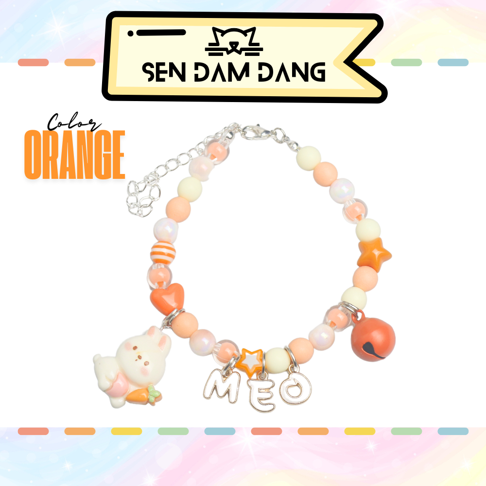 Vòng Cổ Dây Mix Cam Kèm Chữ Cho Cún Mèo Theo Yêu Cầu