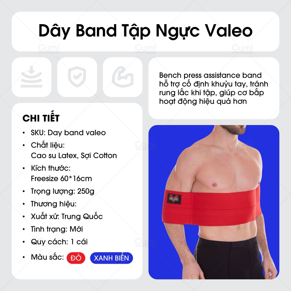 Dây Band Hỗ Trợ Tập Ngực, Tập Tay Trước Cao Cấp Chính Hãng VALEO - DayBandValeo