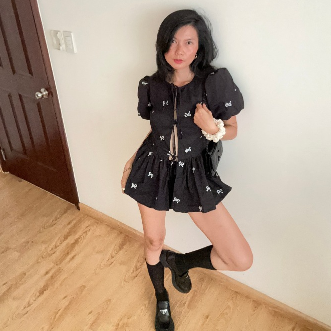 SUNDAY - LUCKY SHIRT - Áo Kiểu Tay Bồng, Cột Dây Nơ, Tùng Xoè.