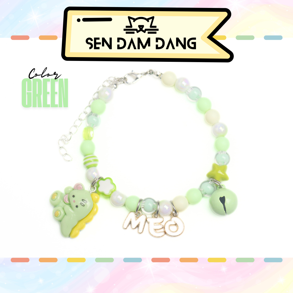 Vòng Cổ Dây Mix Xanh Lá Kèm Chữ Cho Cún Mèo Theo Yêu Cầu