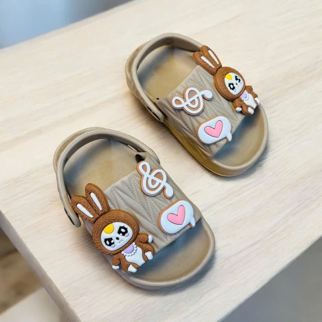 Dép bánh mì tập đi cho bé gái hình thỏ baby three siêu nhẹ mềm có quai sau