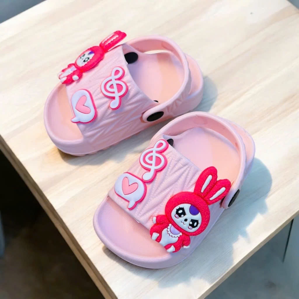 Dép bánh mì tập đi cho bé gái hình thỏ baby three siêu nhẹ mềm có quai sau
