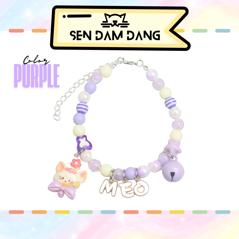 Vòng Cổ Dây Mix Tím Kèm Chữ Cho Cún Mèo Theo Yêu Cầu