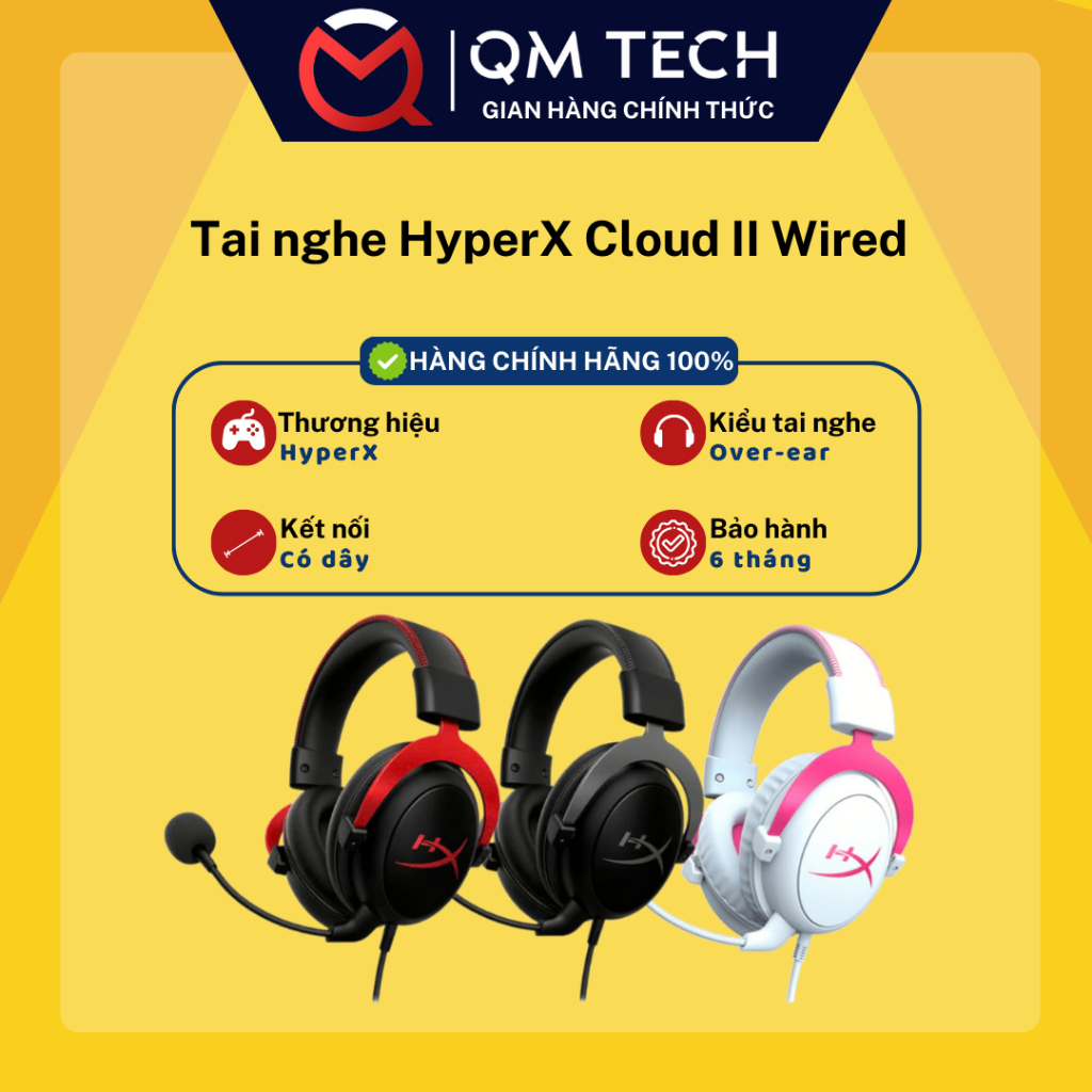 Headphone Cloud Ohm Tai Nghe Gaming Có Dây Hyper X Cloud II QMTECH