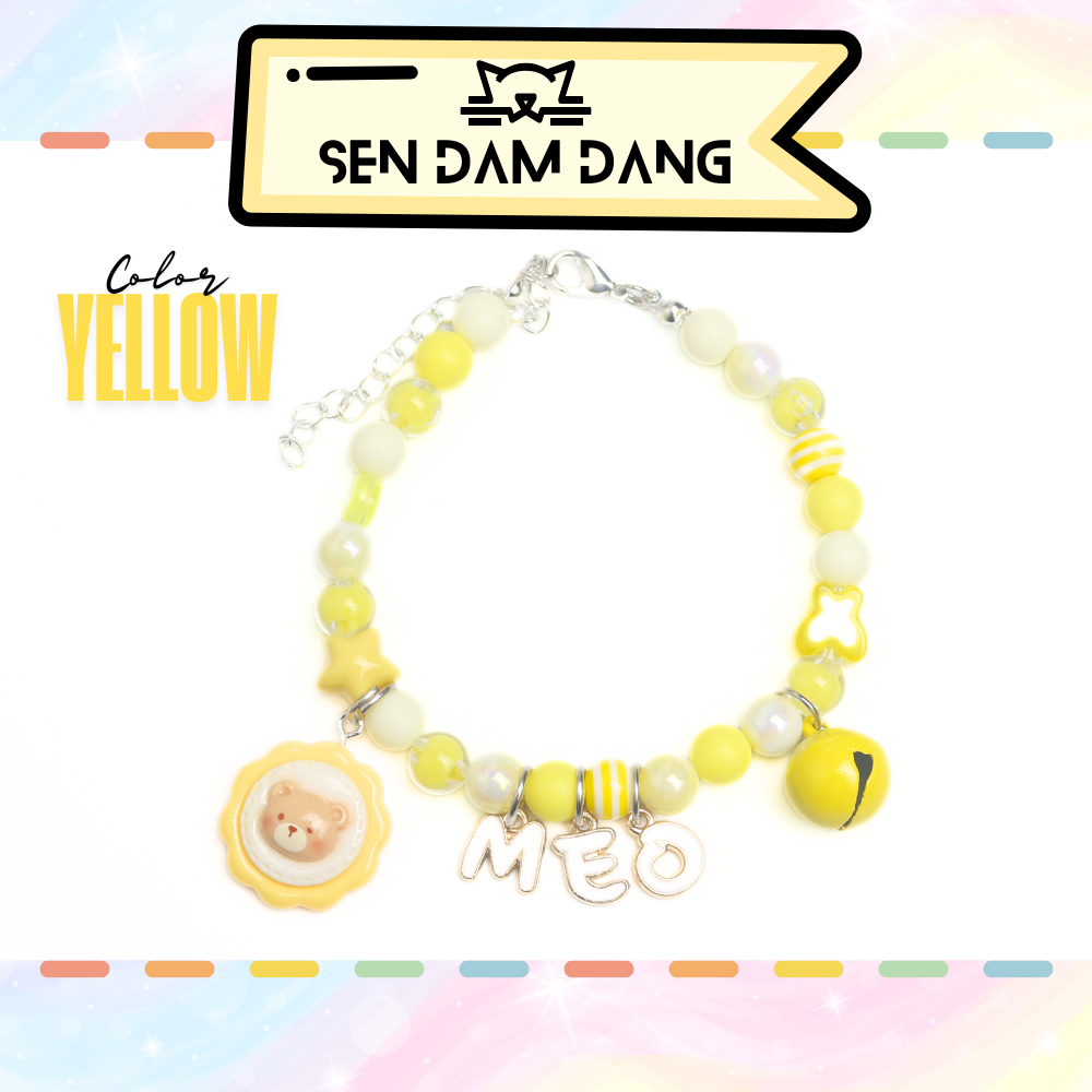 Vòng Cổ Dây Mix Vàng Kèm Chữ Cho Cún Mèo Theo Yêu Cầu