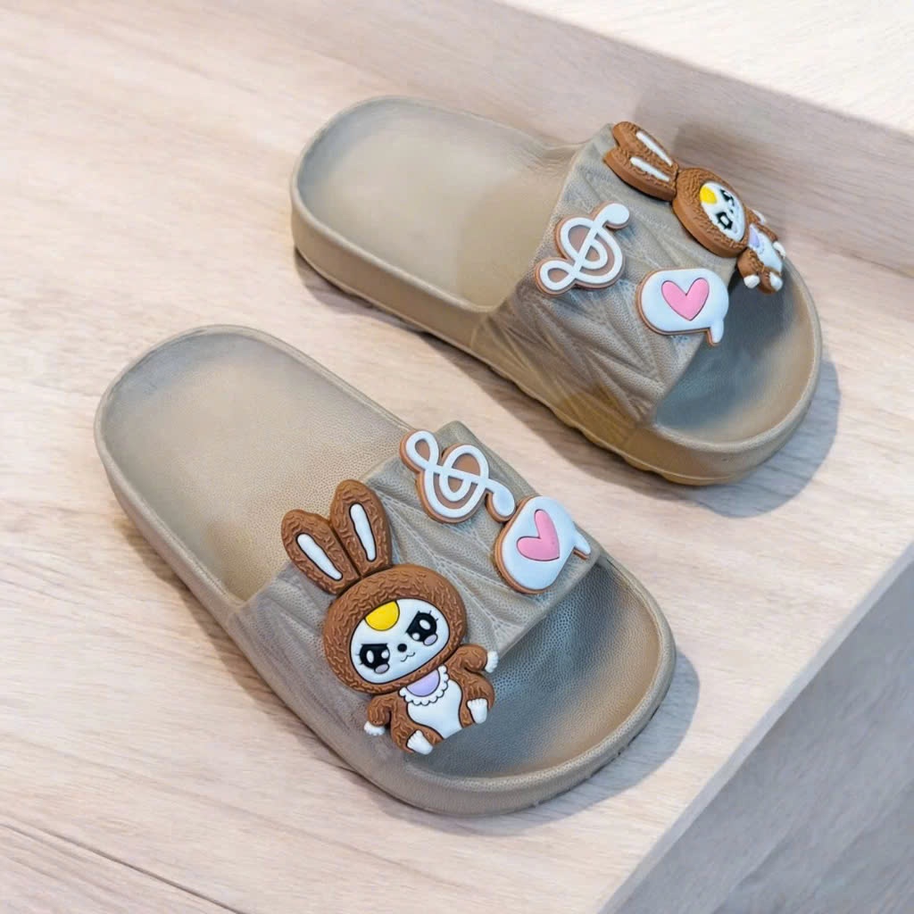 Dép bánh mì thời trang cho bé gái đế sọc chống trơn hình thỏ babythree siêu dễ thương mềm êm chân