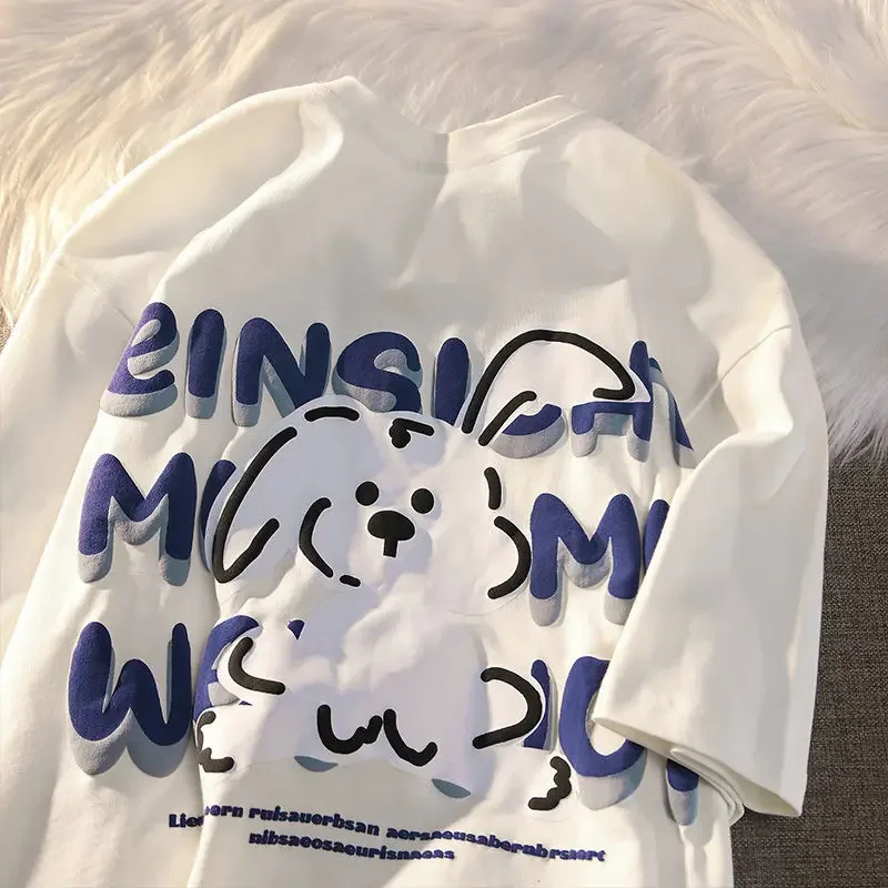Áo Thun Nữ Tay Lỡ HappyFamily In 2 MẶT Hình CÚN dễ thương Cotton 100 Cao Cấp.