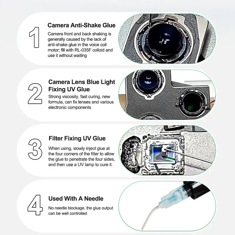 Keo dán Camera RELIFE RL-035F/G/H 3ml dùng cố định lens, filter và cụm chống rung camera điện thoại