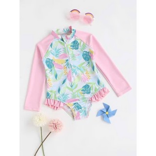 Đồ bơi bé gái liền thân, bikini bé gái liền thân dài tay gấu dâu