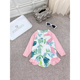 Đồ bơi bé gái liền thân, bikini bé gái liền thân dài tay gấu dâu