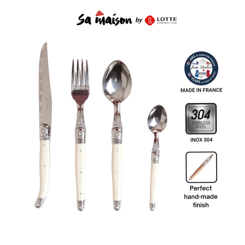 Ảnh Bộ dao thìa dĩa inox 304 Laguiole Pháp cán nhựa màu trắng Ivory | Sa Maison x Jean Dubost 1