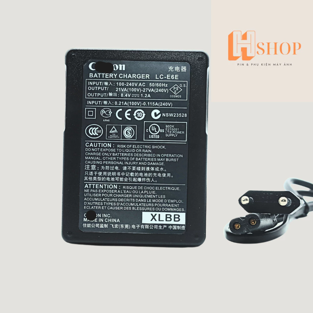 Sạc pin Canon LC E6E CAO CẤP cho pin canon Lp E6 dùng Canon 5DII , 5DIII , 6D , 7D, 70D, canon 60D