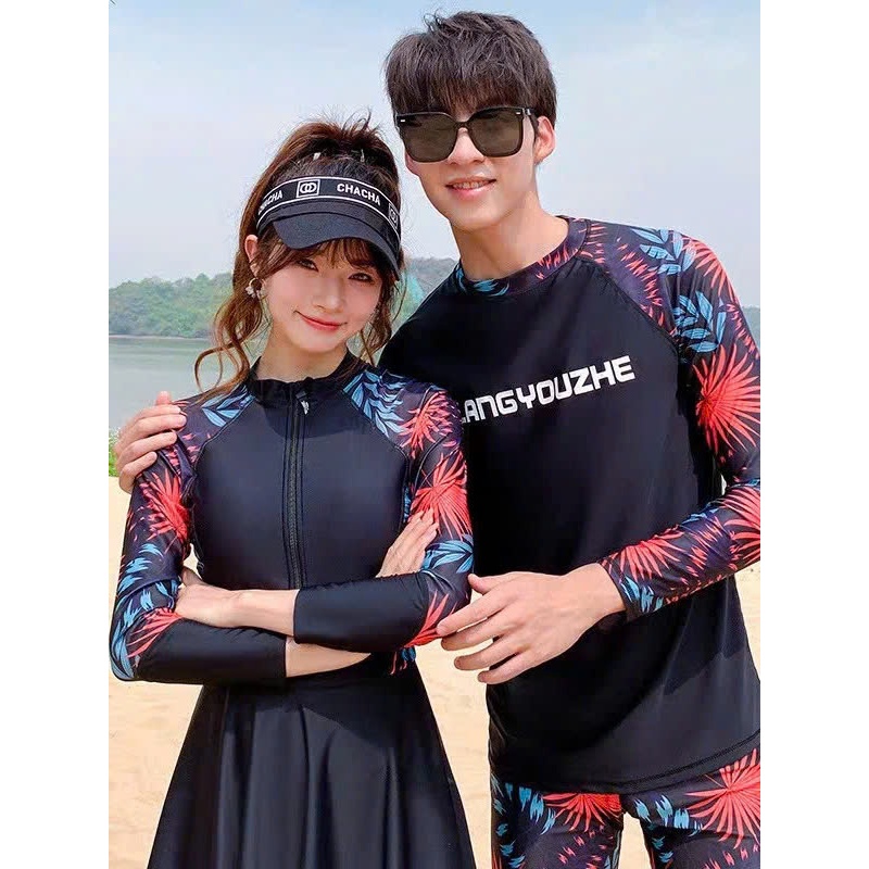 Bộ bơi dài tay nam, nữ, bộ bơi gia đình, đồ bơi nữ liền thân dài tay giữ nhiệt chống nắng từ 15kg tới 80kg