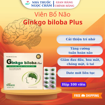 Viên Uống Bổ Não Ginkgo Biloba hỗ trợ giảm đau đầu, hoa mắt, chóng mặt - Hộp 100 Viên