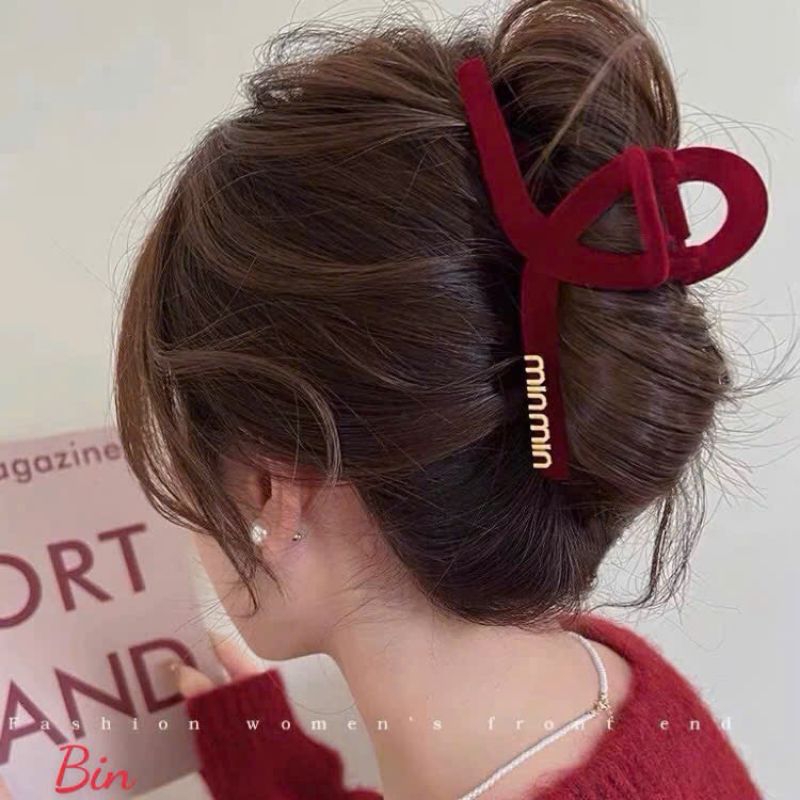 kẹp tóc tone đỏ đen