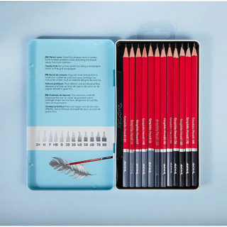 MONT MARTE - Hộp 12 bút chì than Signature với Vỏ đựng Kim loại đẹp, tiện dụng ♥ Graphite Pencils Signature 12pc