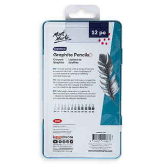 MONT MARTE - Hộp 12 bút chì than Signature với Vỏ đựng Kim loại đẹp, tiện dụng ♥ Graphite Pencils Signature 12pc