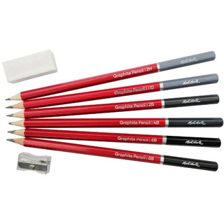 MONT MARTE - Bộ 06 bút chì than Signature Tặng kèm Gôm + Đồ chuốt Kim loại đẹp và tiện dụng ♥ Drawing Set Signature 8pc