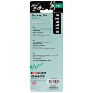 MONT MARTE - Bộ 06 bút chì than Signature Tặng kèm Gôm + Đồ chuốt Kim loại đẹp và tiện dụng ♥ Drawing Set Signature 8pc