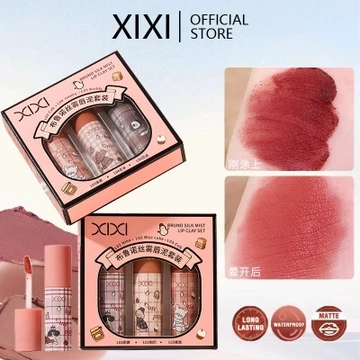 Xixi 3 Son Bóng Môi Bùn Bộ Matte Matte Velvet Trắng Môi Bùn Sinh Viên Đảng Trơn Son Môi Son Bóng