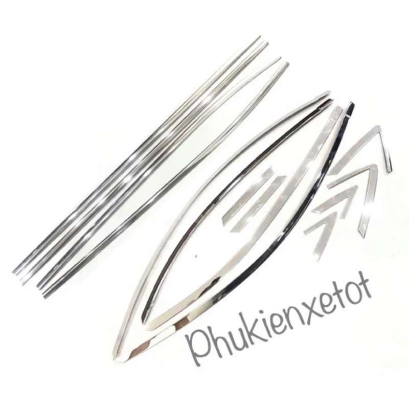 Nẹp chân kính và cong kính xe Toyota Vios 2019-2026 inox sáng bóng hàng cao cấp