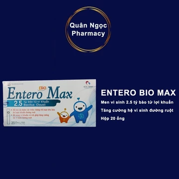 Men tiêu hóa Entero Bio Max (hộp 4 vỉ x 5 ống) hỗ trợ giảm rối loạn tiêu hóa cân bằng hệ vi sinh đường ruột