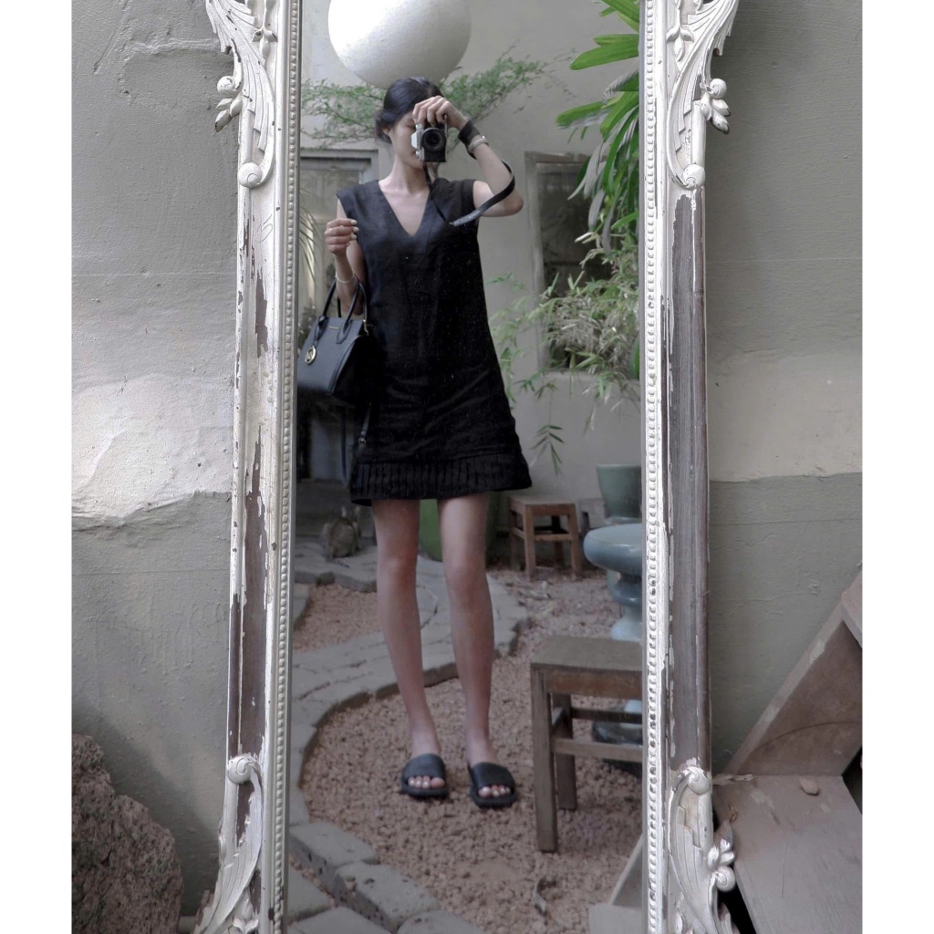𝗠𝗶𝗱𝗶 𝗗𝗿𝗲𝘀𝘀- Đầm Linen tưng xuông xếp li xinh BEELY kèm hình thật