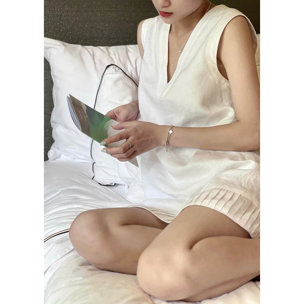 𝗠𝗶𝗱𝗶 𝗗𝗿𝗲𝘀𝘀- Đầm Linen tưng xuông xếp li xinh BEELY kèm hình thật