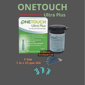 Que thử đường huyết OneTouch Ultra Plus, 25 que thử, sản xuất Lifescan Scotland Ltd