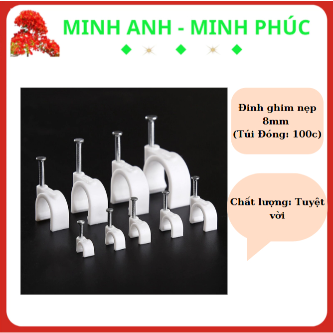 Đinh ghim 8mm nẹp dây loại tốt combo túi đóng gói 100 chiếc | Shopee ...