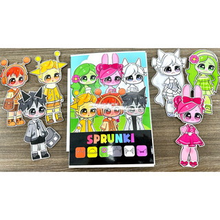 Đồ chơi bóc dán Sprunki Gacha bản đặc biệt - nhiều trang phục phụ kiện - Búp bê giấy