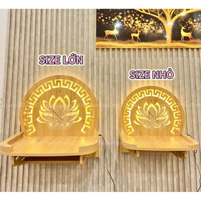 ( Có Đèn Led Sẵn - Sản Phẩm Tự Lắp Ráp ) BÀN THỜ TREO TƯỜNG HOA SEN VIỀN