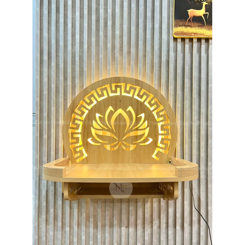 ( Có Đèn Led Sẵn - Sản Phẩm Tự Lắp Ráp ) BÀN THỜ TREO TƯỜNG HOA SEN VIỀN SIZE LỚN ( 61x41x61 )