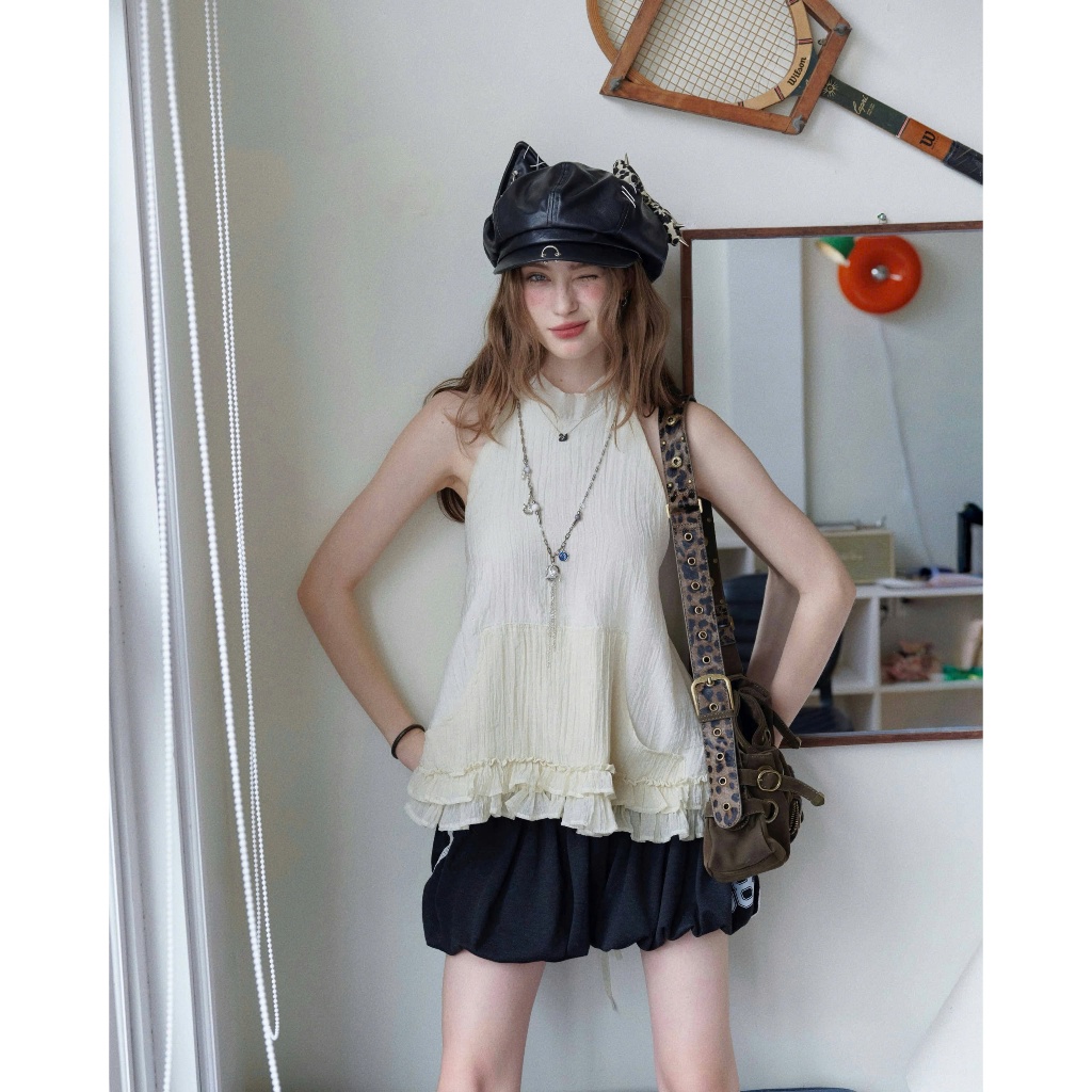 Emma Top - Remmus | Áo cổ yếm hở lưng dây buộc, dáng xòe bèo tầng cho nữ