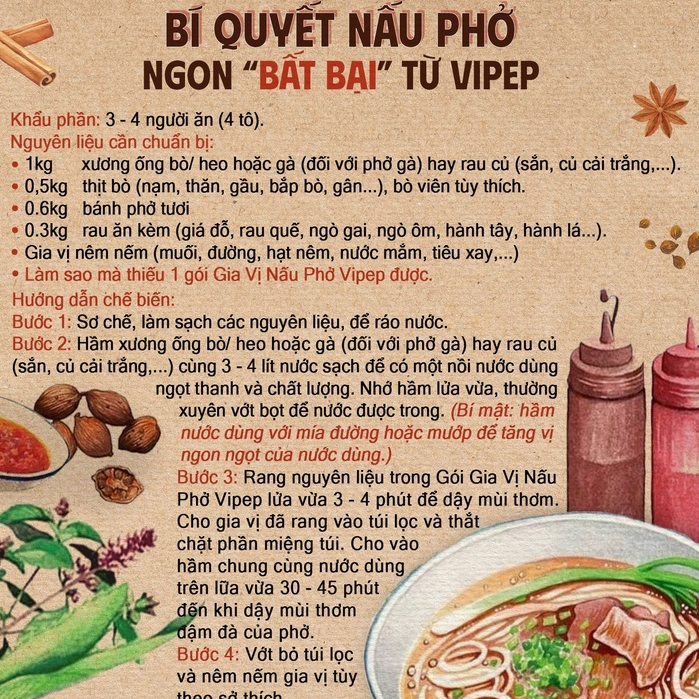 Gia vị nấu phở Vipep 25g (có kèm túi vải)