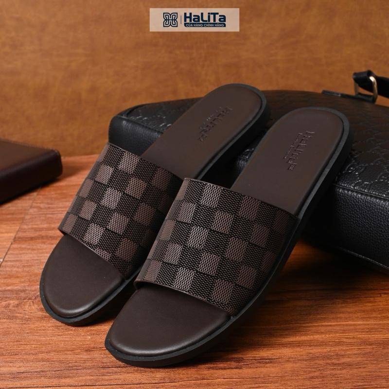 [Dép Luxury Caro] - Dép Da Nam Nappa Cao Cấp HALITA, Đế Cao Su Vân Nhám Chống Trơn Trượt