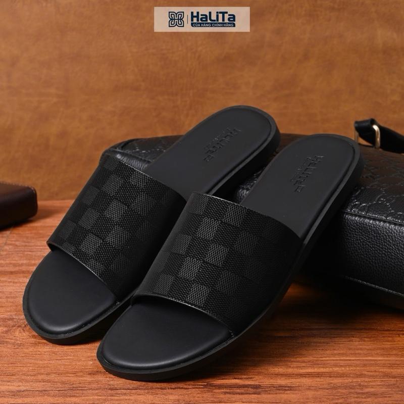 [Dép Luxury Caro] - Dép Da Nam Nappa Cao Cấp HALITA, Đế Cao Su Vân Nhám Chống Trơn Trượt
