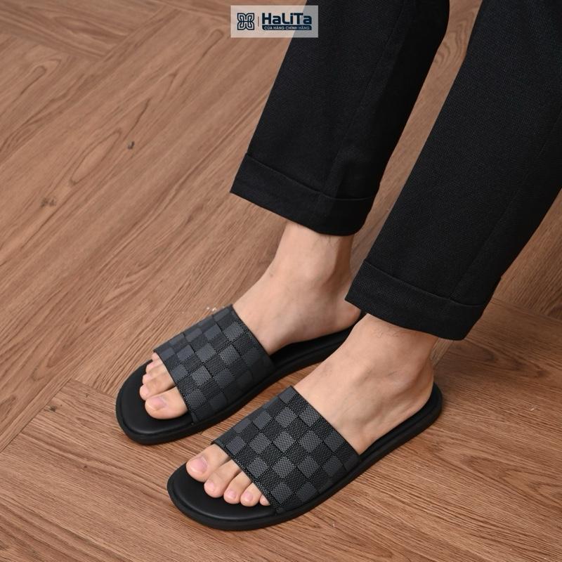 [Dép Luxury Caro] - Dép Da Nam Nappa Cao Cấp HALITA, Đế Cao Su Vân Nhám Chống Trơn Trượt