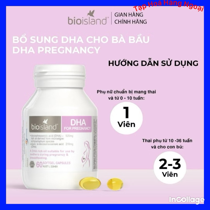Viên uống DHA bioisland Úc cho bà bầu 60 viên | Shopee Việt Nam