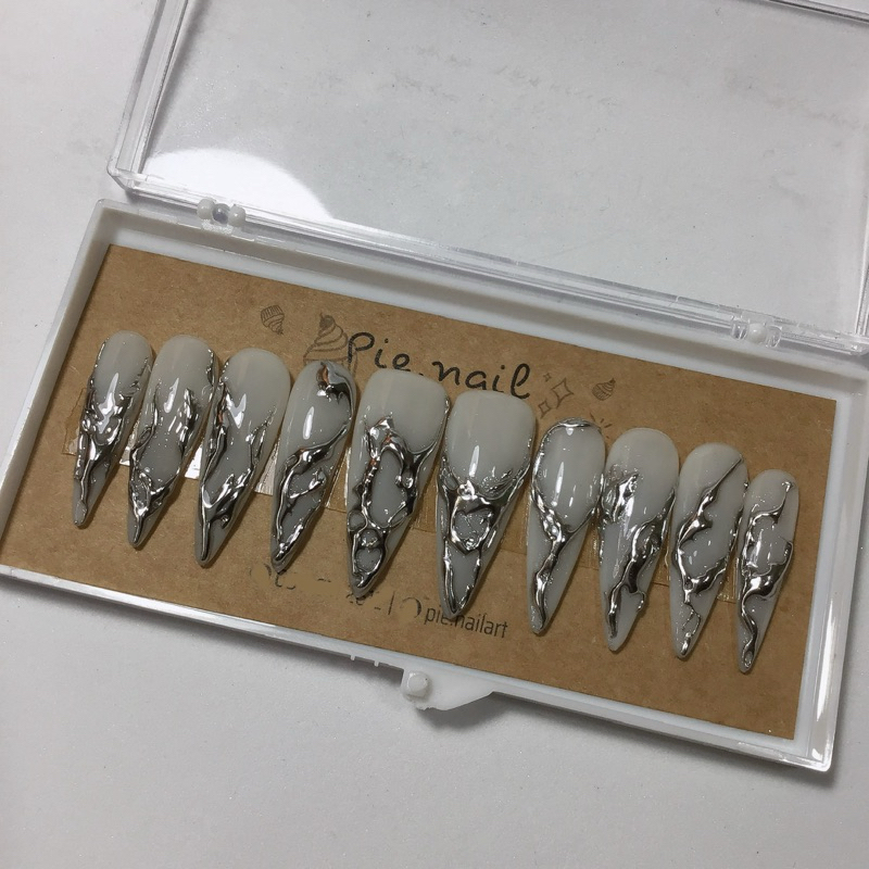 178.nailbox trắng thạch gạo, tráng gương gel nổi