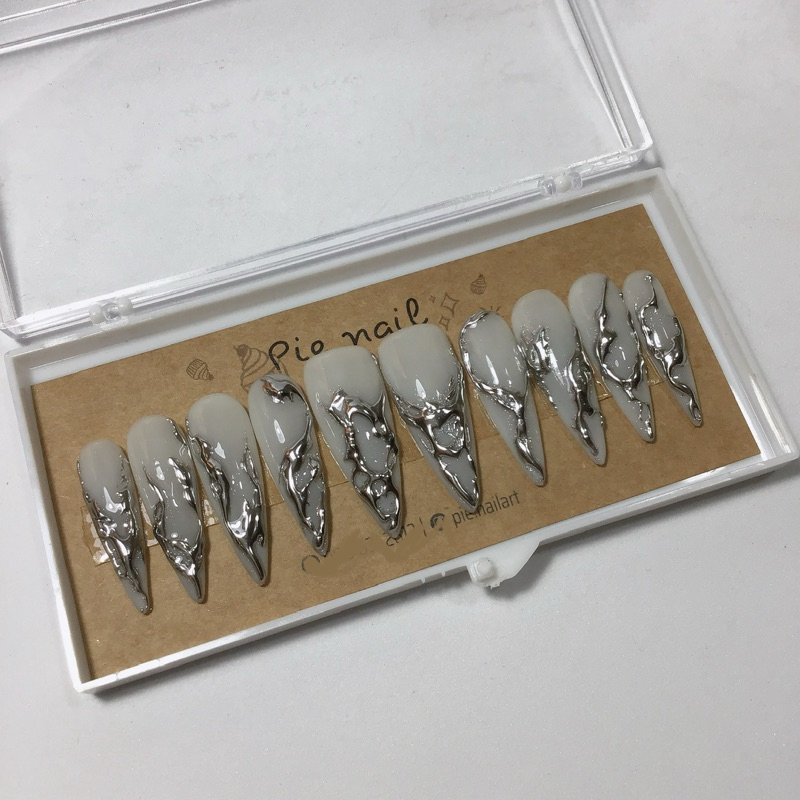 178.nailbox trắng thạch gạo, tráng gương gel nổi