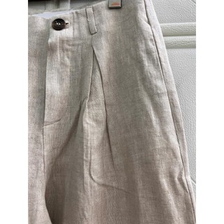 JUNE LINEN-QD07 Quần tây nữ 100% Linen, thêu chân, định lượng 200gsm, ống rộng. Chưa washed.
